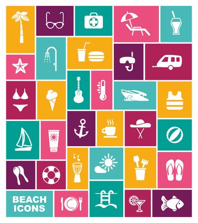 Beach icons. Vector illustration in flat styleの写真素材