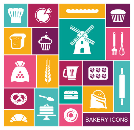 Set of flat bakery icons. Vector illustrationの写真素材