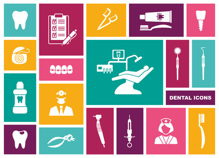 Dental icons. Vector Illustration in flat styleの写真素材