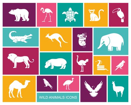 Wild animals and birds icons set. Vector Illustrationの写真素材