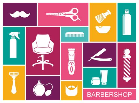 Set Of Hairdressing Accessories. Flat vector iconsの写真素材