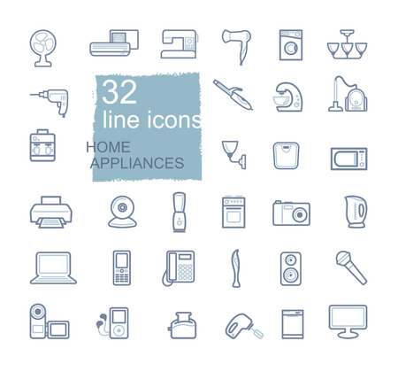 Set of linear icons of home appliancesのイラスト素材