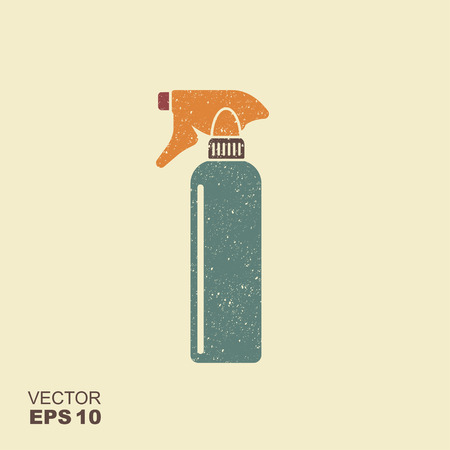 Hairdresser pistol spray bottle icon in flat style with scuffed effect in a separate layerのイラスト素材