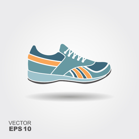 Sport shoes, sneakers icon. Flat illustration with shadowのイラスト素材