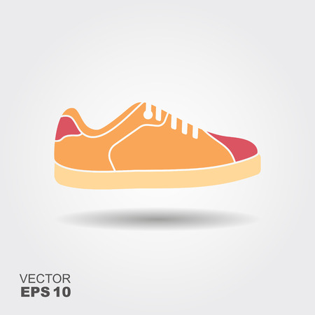 Sport shoes, sneakers icon. Flat illustration with shadowのイラスト素材