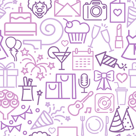 Happy Birthday Party line pattern. Vector illustrationのイラスト素材