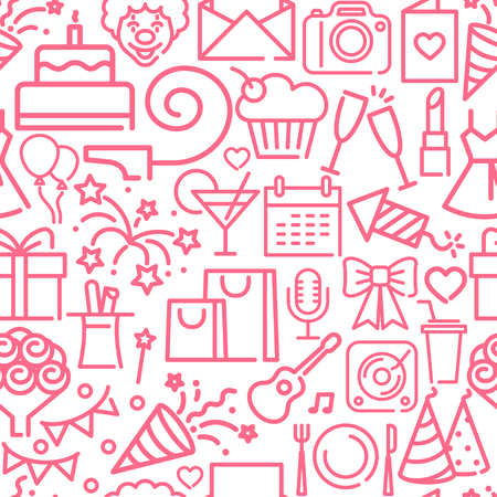 Happy Birthday Party line pattern. Vector illustrationのイラスト素材