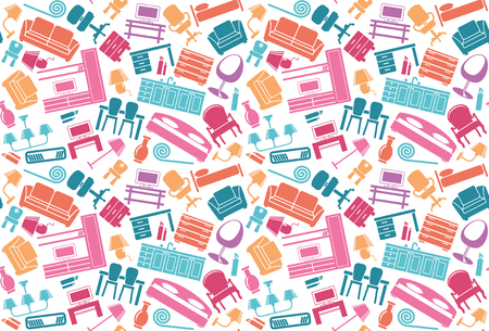 Furniture and the lighting equipment background. Seamless patternのイラスト素材