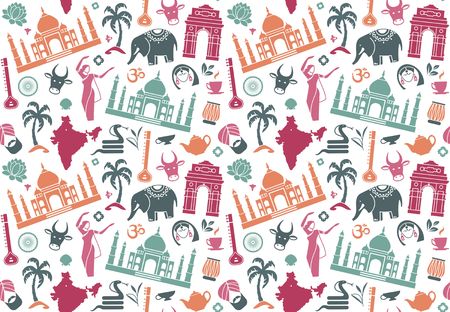 Seamless background on a theme of Indiaのイラスト素材