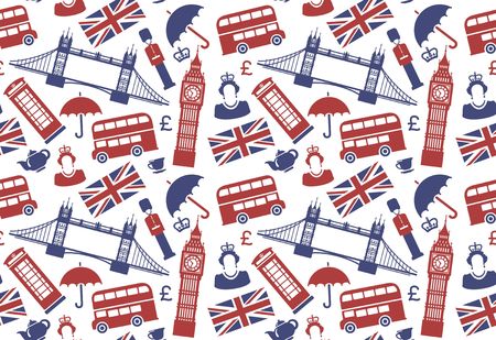 Seamless background with traditional symbols of Englandのイラスト素材