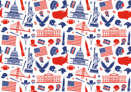 Seamless background with symbols of the USAのイラスト素材