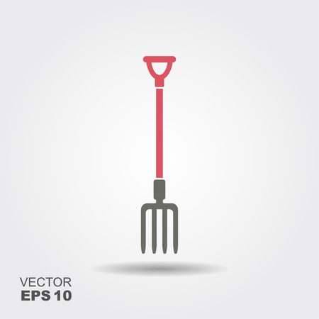 Garden fork icon flat. Pictogram with shadow.のイラスト素材