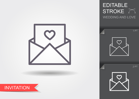 Wedding invitation. Line icon with editable stroke. Linear wedding symbolのイラスト素材