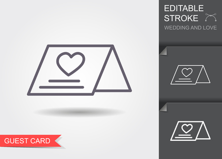 Wedding guest card. Line icon with editable stroke. Linear wedding symbolのイラスト素材