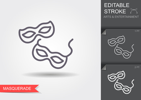 Carnival mask. Line icon with shadow and editable strokeのイラスト素材