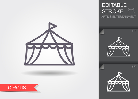 Circus tent. Line icon with shadow and editable strokeのイラスト素材