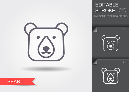 The head of the bear. Line icon with shadow and editable strokeのイラスト素材