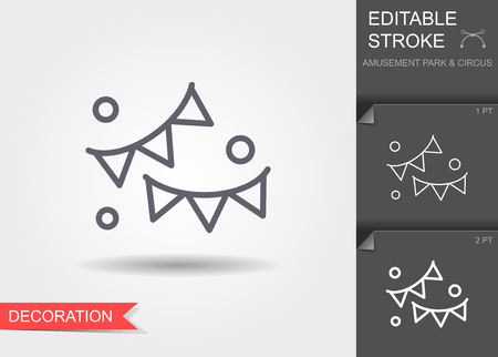 Festive bunting flags. Holiday decorations. Line icon with editable strokeのイラスト素材
