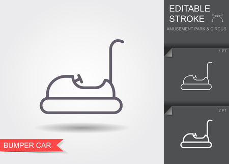 Bumper car. Line icon with editable stroke with shadowのイラスト素材