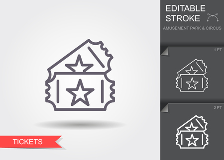 Couple of event tickets. Line icon with editable stroke. Linear event symbolのイラスト素材