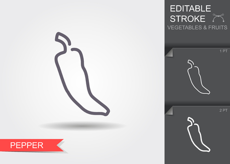 Pepper. Line icon with editable stroke with shadowのイラスト素材