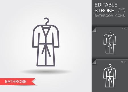 Bathrobe. Line icon with editable stroke with shadowのイラスト素材