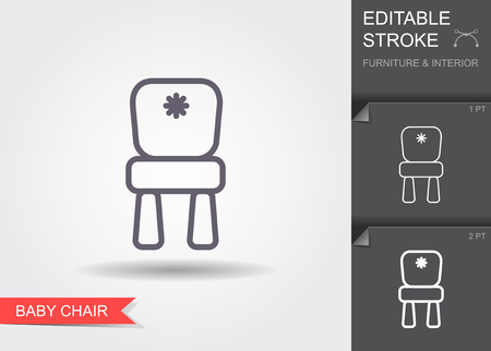 Baby chair. Line icon with editable stroke with shadowのイラスト素材