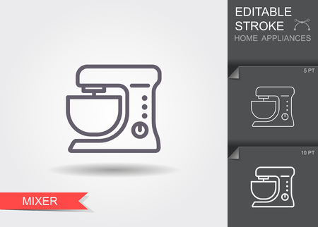Stationary mixer. Line icon with editable stroke with shadowのイラスト素材
