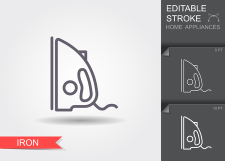 Iron. Line icon with editable stroke with shadowのイラスト素材