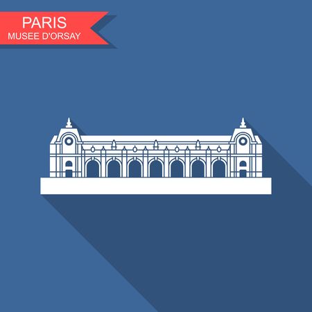 The Musee d orsay in Paris. Flat vector icon with long shadowのイラスト素材