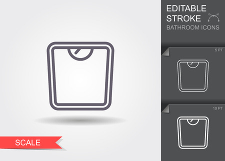 Weight scale. Outline icon with editable stroke. Linear symbol of the bathroom with shadowのイラスト素材