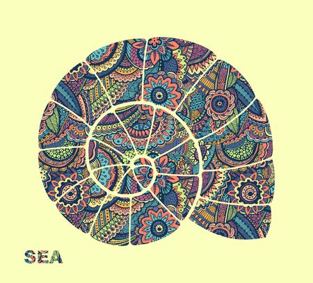 The symbol of the sea. Abstract sketches in the shape of a shellのイラスト素材