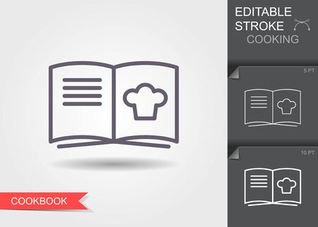 Cooking book. Line icon with editable stroke with shadowのイラスト素材
