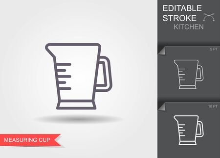 Measuring Cup. Line icon with editable stroke with shadowのイラスト素材