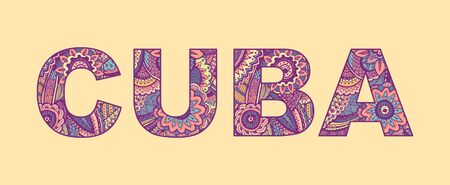 Inscription CUBA in the style of abstract hand drawingのイラスト素材