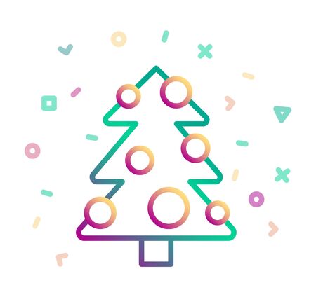 Christmas tree decorated with balls. Vector iconのイラスト素材