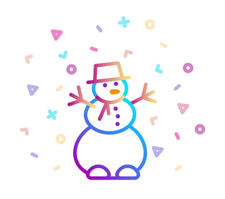 Linear colorful icon of a snowman with a festive decorのイラスト素材