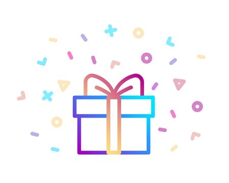 Gift box with bow. Festive symbol with colorful decorのイラスト素材