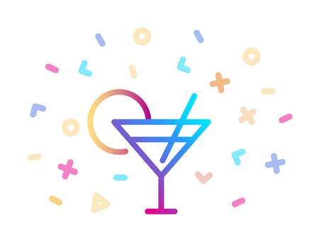 Linear colorful cocktail icon. Symbol of fun and celebrationのイラスト素材