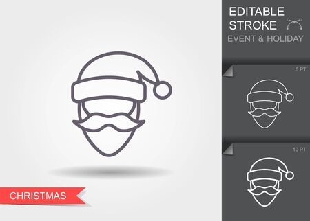 Santa Claus. Line icon with editable stroke with shadowのイラスト素材