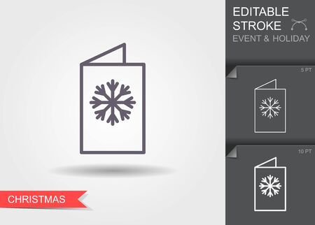 New year greeting card. Line icon with editable stroke with shadowのイラスト素材