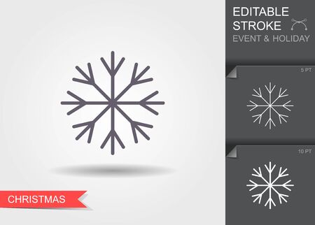 Snowflake. Line icon with editable stroke with shadowのイラスト素材