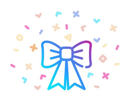 Decorative bow surrounded by festive decor. Vector iconのイラスト素材