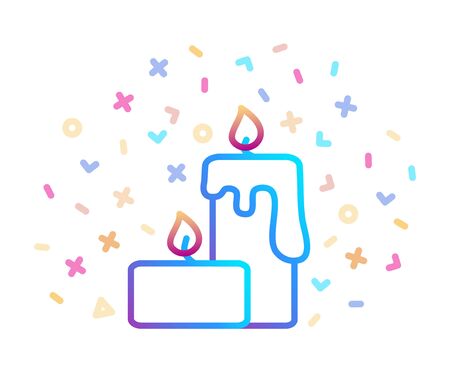 Colored Christmas candles surrounded by festive decor. Vector iconのイラスト素材