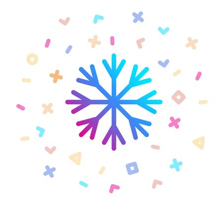 Snowflake surrounded by festive decor. Vector iconのイラスト素材