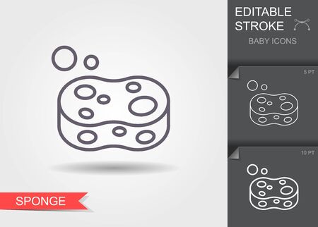 Baby sponge for bathing. Line icon with editable stroke with shadowのイラスト素材