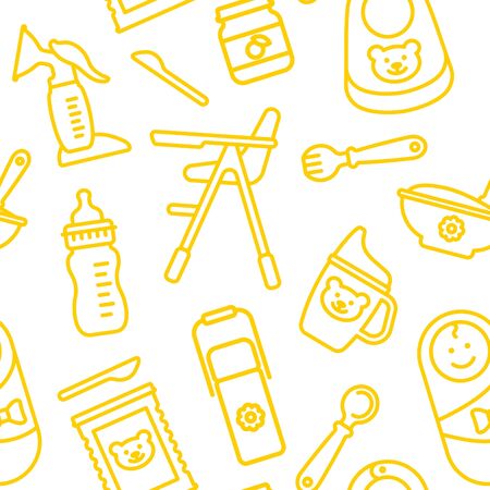 Seamless vector background on the theme of baby feedingのイラスト素材