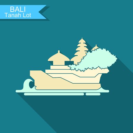 Tanakh Lot. The temple on the Bali. Indonesia. Stylized flat vector iconのイラスト素材