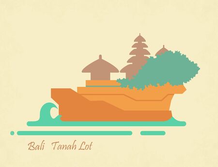 Postcard with a Tanakh Lot. The temple on the island of Bali. Indonesiaのイラスト素材