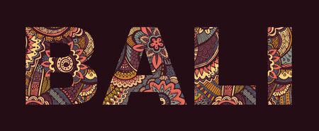 Inscription BALI in the style of abstract hand drawingのイラスト素材